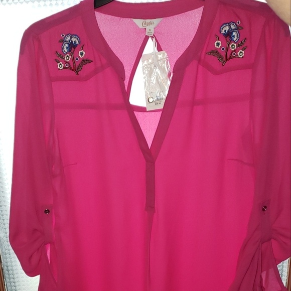 NWT Candies Floral Accent Sheer Top - Picture 1 of 6